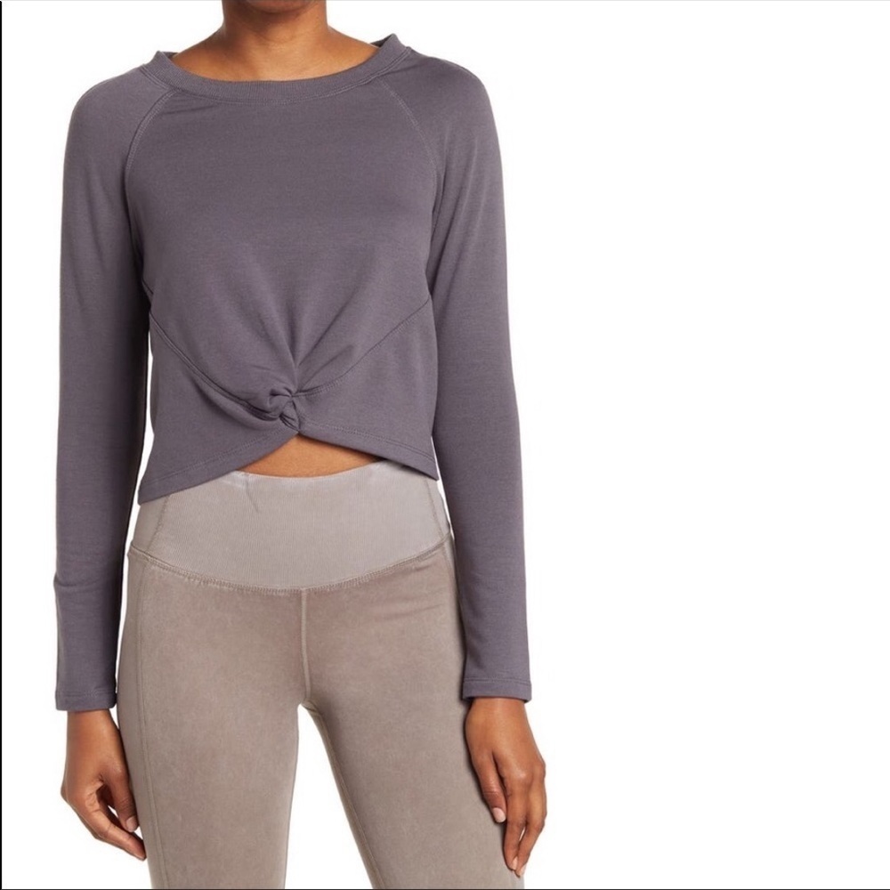 90 DEGREE BY REFLEX Terry Brushed High/Low Twist Front Top